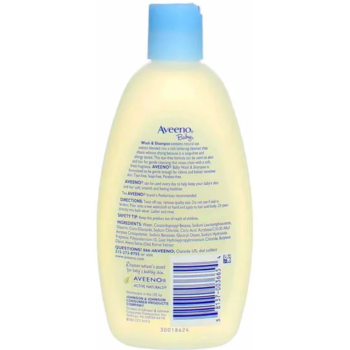 Vista 3 de Aveeno Jabón y champú para bebé para cabello y cuerpo, sin desgarros, 8 onzas líquidas
