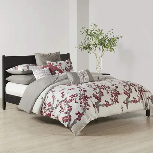 Vista 3 de N Natori Cherry Blossom - Funda de almohada europea acolchada individual, súper suave, lavable a máquina, funda de almohada decorativa cuadrada