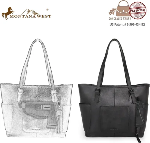 Vista 2 de Montana West Genuine Leather Purses for Women Hobo Bags with Tooling Handle & Tassels