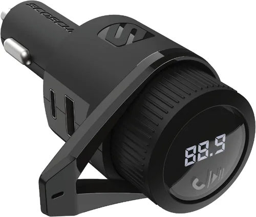 Vista 6 de Scosche BTFM3 BTFREQ Kit universal de manos libres Bluetooth para coche con transmisor FM digital y cargador de coche USB de 10 W, color negro XL