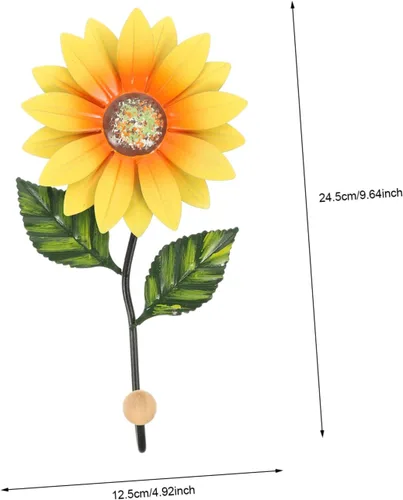 Vista 6 de Gancho colgante en forma de flor, gancho de pared de girasol para decoración del hogar, arte de pared de hierro decorativo para baño, dormitorio