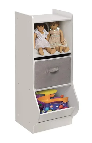 Vista 10 de Badger Basket Rincón de almacenamiento vertical para niños y libros con cesta de tela reversible, color blanco