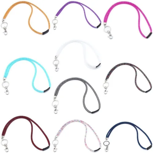 Vista 7 de SAVORI Cordón de llavero brillante de 32.9 pulgadas, con diamantes de imitación de cristal, correa para el cuello para mujeres, niños, profesores