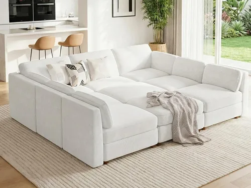 Vista 59 de CUGOAO Sofá biplaza extragrande de 83.5 pulgadas, sofás para sala de estar, sofá nube de felpilla de asiento profundo, sofá modular seccional, funda