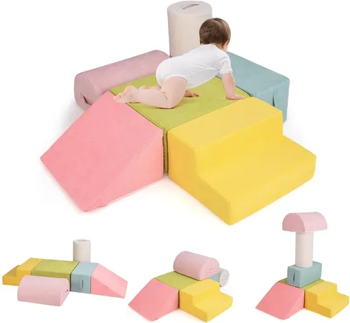 Vista 12 de INFANS Juguetes de Escalada para Niños Pequeños, Juego de Bloques de Escalada de Espuma de 3 Piezas con Forma de Arcoíris para Juegos en Interiores