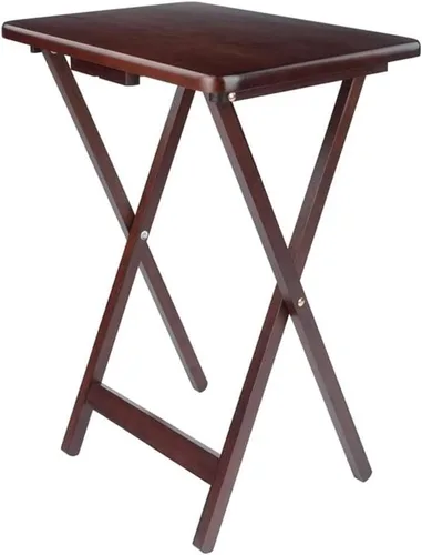 Vista 6 de Pemberly Row Mesa rectangular de madera maciza de transición para TV en nogal (juego de 4)