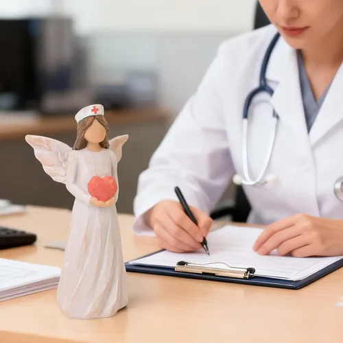 Vista 6 de Regalos de enfermera para mujeres, estatua de enfermera de ángel pintada a