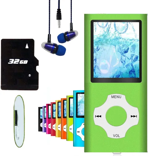 Vista 8 de Hotechs - Reproductor de MP3, reproductor de música MP3 con tarjeta SD de memoria de 32 GB, pantalla LCD digital clásica delgada de 1.82 pulgadas