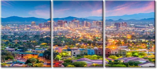 Vista 34 de San Antonio Sundown - Impresión en lienzo, paisaje de ciudad de pared grande, paisaje urbano extra grande de Texas, impresión de pared de horizonte