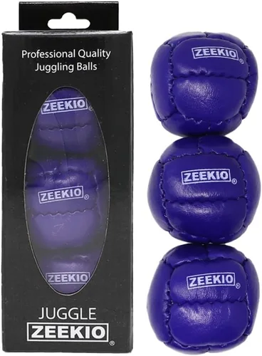 Vista 18 de Zeekio Galaxy Malabares - Pelotas de cuero genuino de 12 paneles de primera calidad, 4.59 oz, 2.638 in, paquete de 3 (negro)
