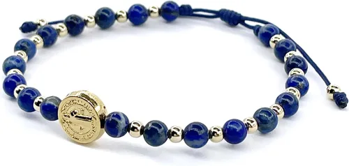 Vista 30 de St Benedict Coin and Natural Round Red Coral Beads Adjustable Bracelet for Women
