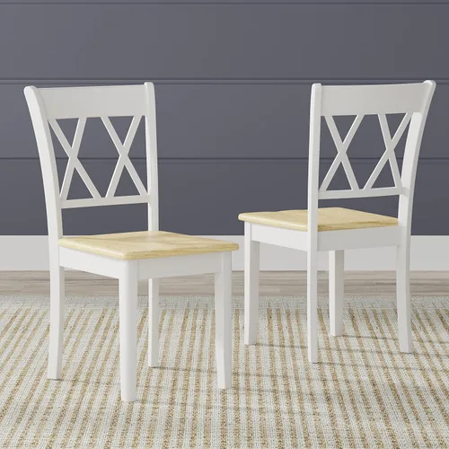 Vista 5 de Glenwillow Home Sillas de comedor de madera maciza con doble respaldo en X en negro (juego de 2)