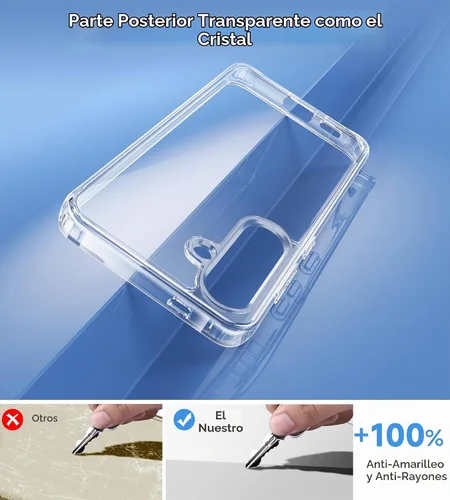 Vista 3 de USLAI Funda para Samsung Galaxy S24 Plus, antiamarilleo, transparente