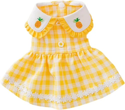 Vista 6 de Vestido de princesa para perro, vestido de princesa con solapa, bordado de cereza, suave, transpirable, vestido de verano para perros pequeños