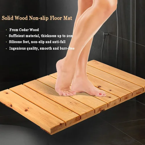 Vista 5 de Tapetes de baño de bambú para baño, tapete de baño de madera para sauna y ducha, tapete de ducha de bambú de madera, antideslizante, impermeable