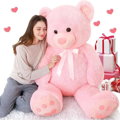 Vista 10 de Oso de peluche marrón Tezituor, oso de peluche grande de 66 cm de peluche suave para niña, niño, novia, oso de peluche suave de regalo para baby