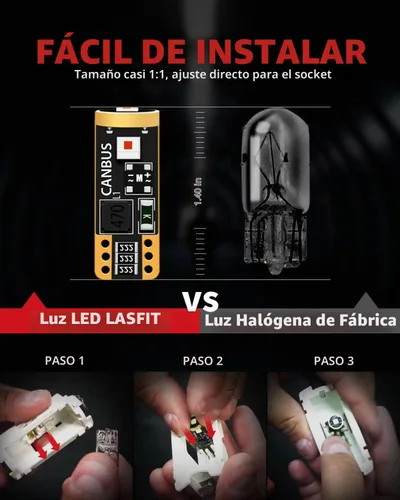 Vista 4 de LASFIT Bombilla LED roja 194 168 T10 192 2825 W5W LED, 2 unidades Rojo