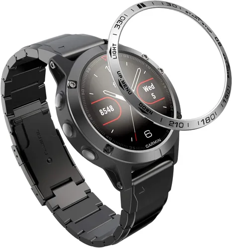 Vista 12 de REYDA Bisel de reloj compatible con Garmin Fenix 5/5 Plus, anillo de bisel de acero inoxidable, cubierta adhesiva de bisel de acero inoxidable