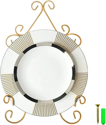 Vista 8 de YY YEARCHY Perchas para placas de pared de 8 a 12 pulgadas, platos de caballete para exhibir platos decorativos, fotos, libros, color negro, 1