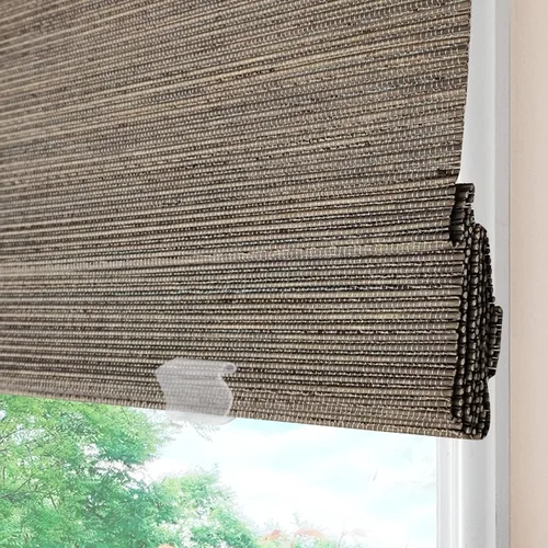 Vista 20 de Persianas romanas de bambú inalámbricas, 100% lino natural, diseño 1