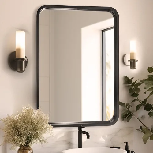 Vista 16 de WallBeyond - Espejo de madera de 18x24 pulgadas para baño, espejo de pared con marco de madera estilo granja, espejo rectangular montado en la pared