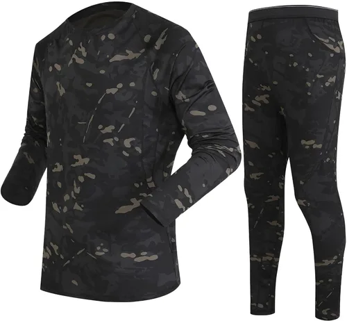 Vista 2 de Thermal Underwear for Men 2 Piece Oufuts Warm Long Sleeve Shirt and Leggings Bottom Top Set Base Layer Cold Weather