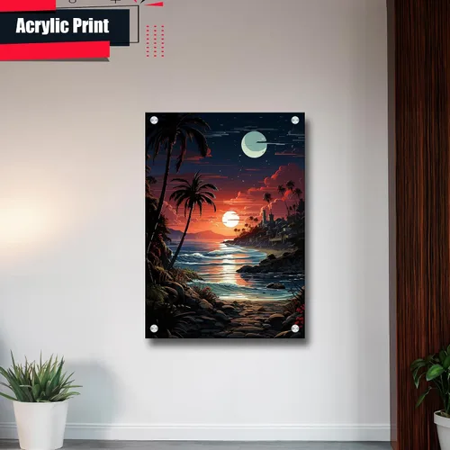 Vista 3 de Neon Sunset Vibes Florida Synthwave Sunset Framed poster Print, Retro Miami Style Wall Art, poster Prints, Home Decor
