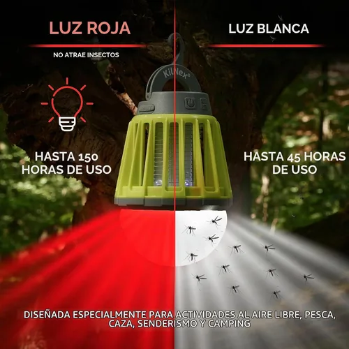 Vista 2 de Linterna de campamento con protección contra mosquitos, resistente al agua, IP67, luz blanca roja, compacta y portátil para campamento, senderismo