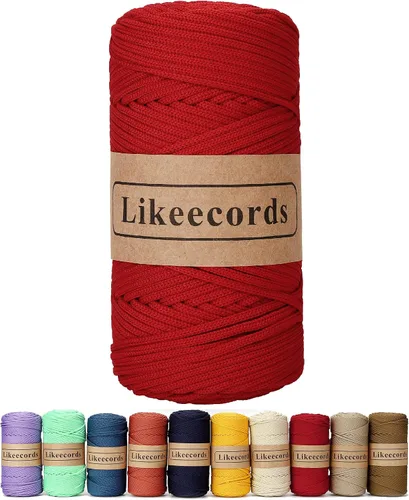 Vista 45 de Likeecords Cordón de macramé trenzado de poliéster de 0.157 in, 140 yardas, 426 pies, hilo elástico para bolsa de ganchillo para manualidades