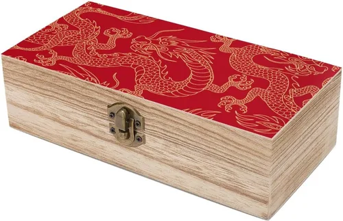 Vista 6 de Caja de recuerdos de madera de dragón dorado chino, cajas decorativas, manualidades, caja de joyería de almacenamiento para mujeres y hombres
