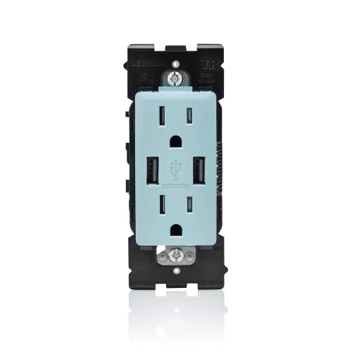 Vista 9 de Leviton RUAA1-CA Renu Cargador USB/toma dúplex resistente a manipulaciones, 15A-125VAC, Café Latte