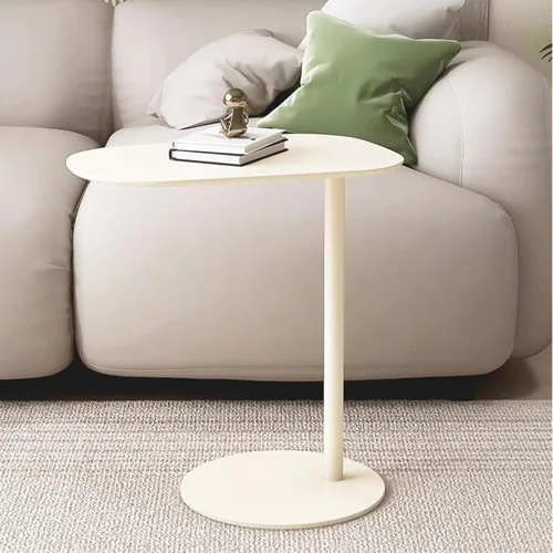 Vista 7 de Mesa auxiliar moderna de metal en forma de C para sofá, mesa auxiliar delgada para sofá, mesa auxiliar de aperitivos, bandejas de TV para comer
