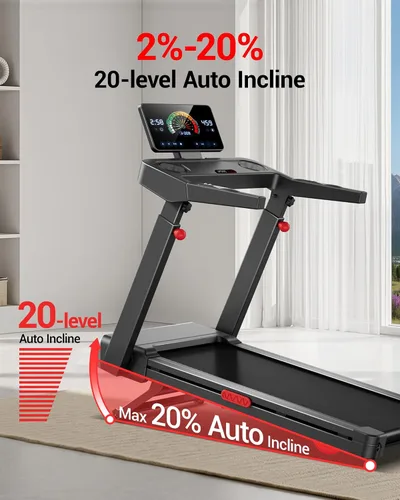 Vista 2 de UMAY Fitness 20% Treadmill with Auto Incline, Running Foldable Treadmills