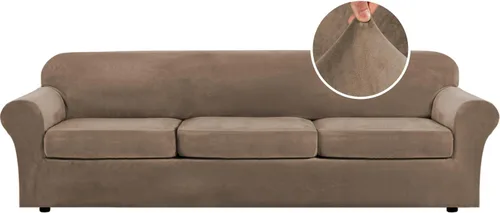 Vista 32 de H.VERSAILTEX - Funda elástica para sofá de 2 piezas, funda protectora de terciopelo, suave, con parte inferior elástica, con un ancho de hasta 49