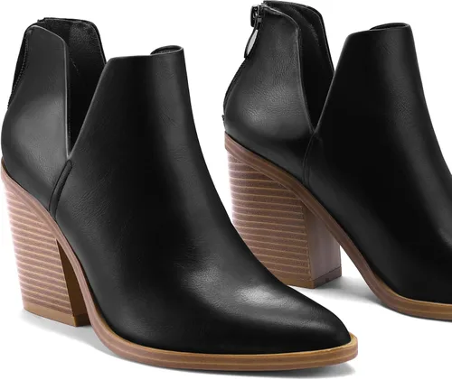 Vista 2 de mysoft Botines para mujer, con puntera puntiaguda, gruesos, apilados, tacón medio