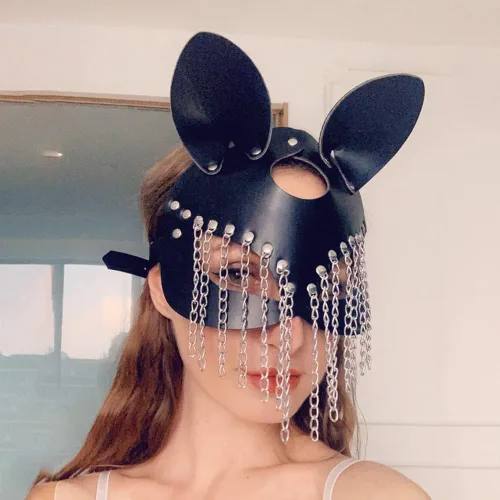 Vista 4 de Furealux Women Leather Masquerade Party Mask for Cosplay Halloween Costume Accessory