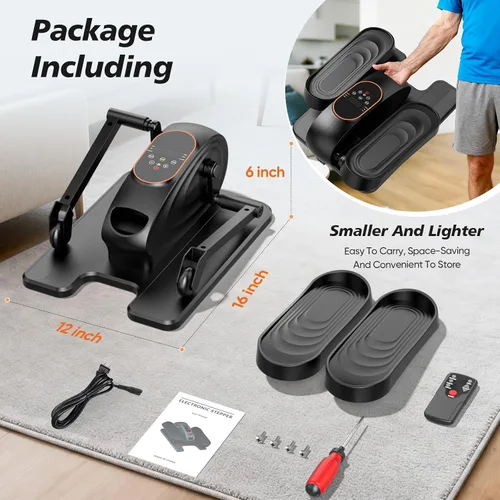 Vista 6 de Under Desk Elliptical Machine for Senior, Quiet Motorized Leg Exerciser with Smart Remote, Pedal Exerciser with Adjustable Speeds for Auto/Manual