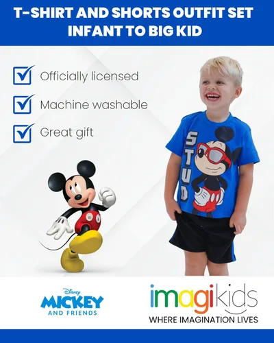 Vista 3 de Disney- Camisa de manga corta y pantalones cortos de malla de Mickey Mouse