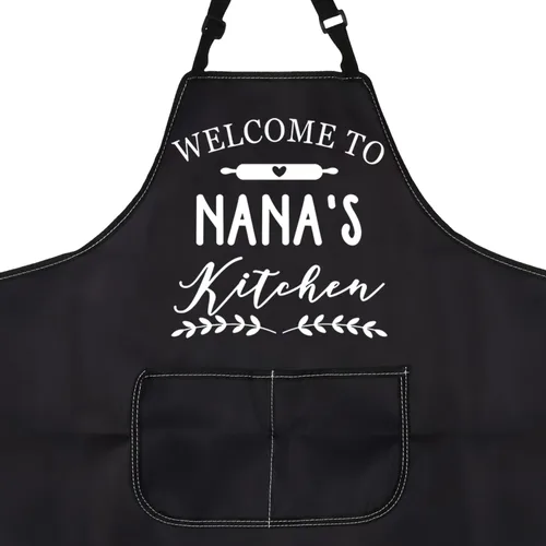 Vista 2 de Delantal de regalo de bienvenida a la abuela de Nana's Kitchen con bolsillo para hornear y cocinar