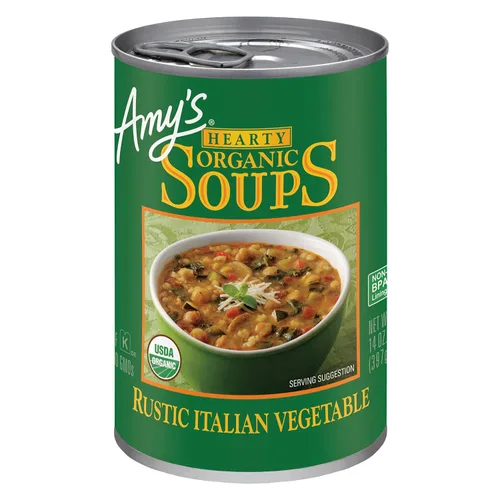 Vista 11 de Amy's Sopa orgánica de verduras gruesa, baja en grasa, 14.3 onzas