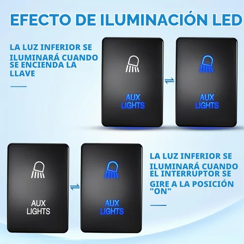 Vista 4 de Nilight Interruptor de botón pulsador para luces AUX 12V ENCENDIDO Apagado con kit de cable conector 1.28" x 0.87" de reemplazo para Toyota Sequoia