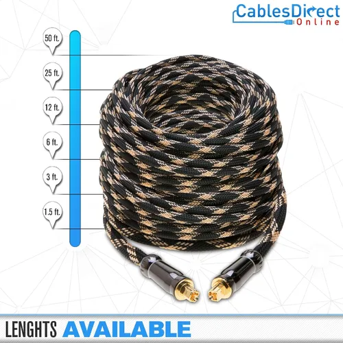 Vista 4 de Cables Direct Online Cable de audio óptico Toslink de alta fidelidad de 1.5 pies, cable de fibra óptica digital de alta fidelidad para cine en casa
