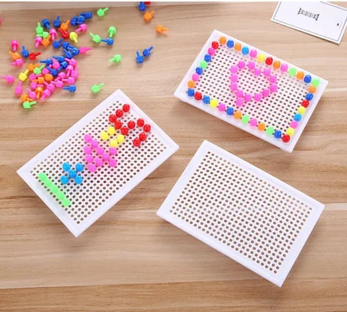 Vista 4 de ibasenice 93pcs Mushroom Puzzle Peg Board for Kids Puzzels Kids Pegboard Jigsaw Mushroom Nail Jigsaw Pegboard Three-Dimensional Plug Board Child