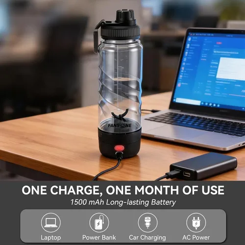 Vista 10 de FANS-ONE Botella mezcladora eléctrica de proteínas, mezcladora eléctrica recargable USB C de 24 onzas, tazas agitadoras para batidos de proteínas