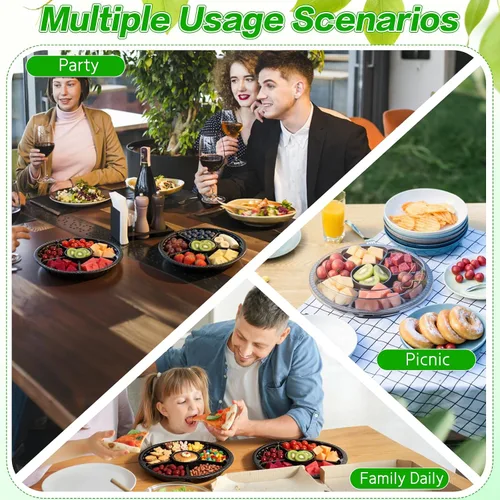 Vista 7 de Mwellewm 20 bandejas de plástico para verduras con tapa, bandeja dividida para servir aperitivos de verduras, recipientes de almacenamiento