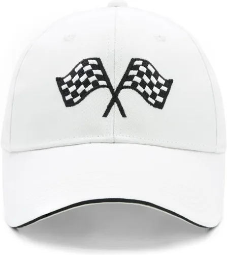 Vista 8 de Waldeal Men's Baseball Caps Checkered Flags Race Car Flag Pole Adjustable Dad Hat Negro