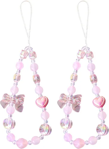 Vista 19 de Beaded Phone Charm Cute Fixed Beads Pearl Wristlet Chain Camera Wrist Strap CarKey Lanyard