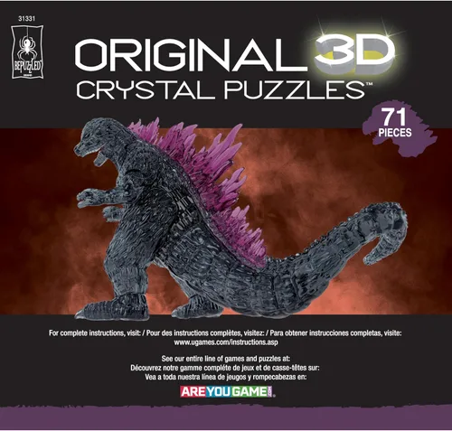 Vista 8 de Bepuzzled, Godzilla Ultra Deluxe - Rompecabezas de cristal 3D, para amantes de Godzilla, coleccionistas y rompecabezas a partir de 12 años