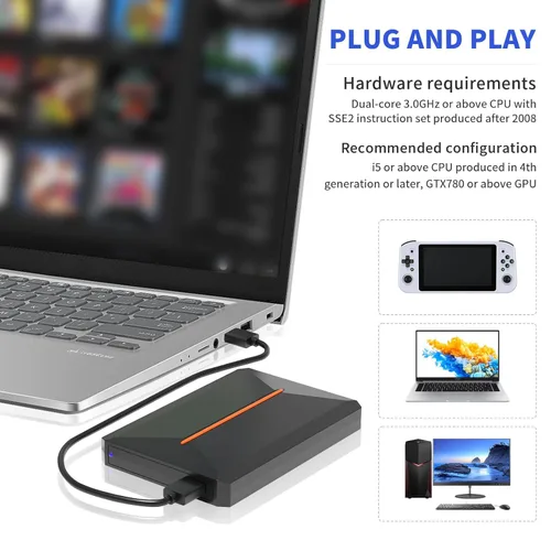 Vista 4 de Hyper base LBOX LITE 500G Game Console HDD, Retro Game Console with built in 3762 Games, Plug and Play Video Game Console for PC, Emulator Console