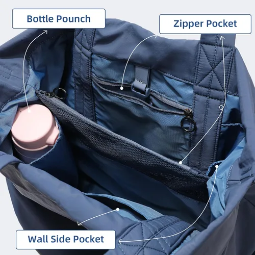 Vista 5 de FODOKO Hobo Crossbody Bags 2.0, 19L Totes Bolso grande con correas para mujer, múltiples bolsas de hombro de nailon para viajes gimnasio